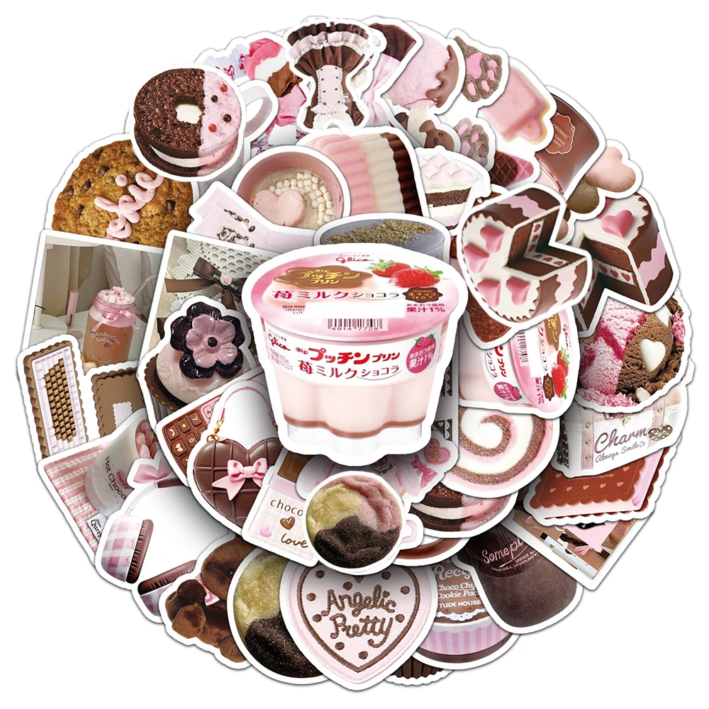 

10/30/50pcs Cute Pink Girls Cake Food Cartoon Aesthetic Stickers Decals Waterproof DIY Laptop Stationery Kawaii Sticker Packs