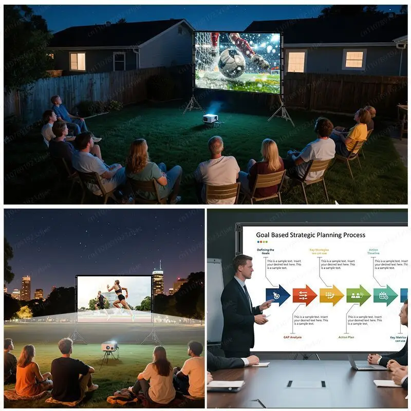 Outdoor Projector Screen Stand, Home Use 100/120 Inch High Definition Camping, camping Movie Screen - view 3