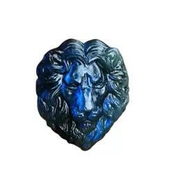 Natural Crystal Labradorite Lion Carving Decor Gemstone Animal Polished Divination Healing Gift Reiki Feng Shui