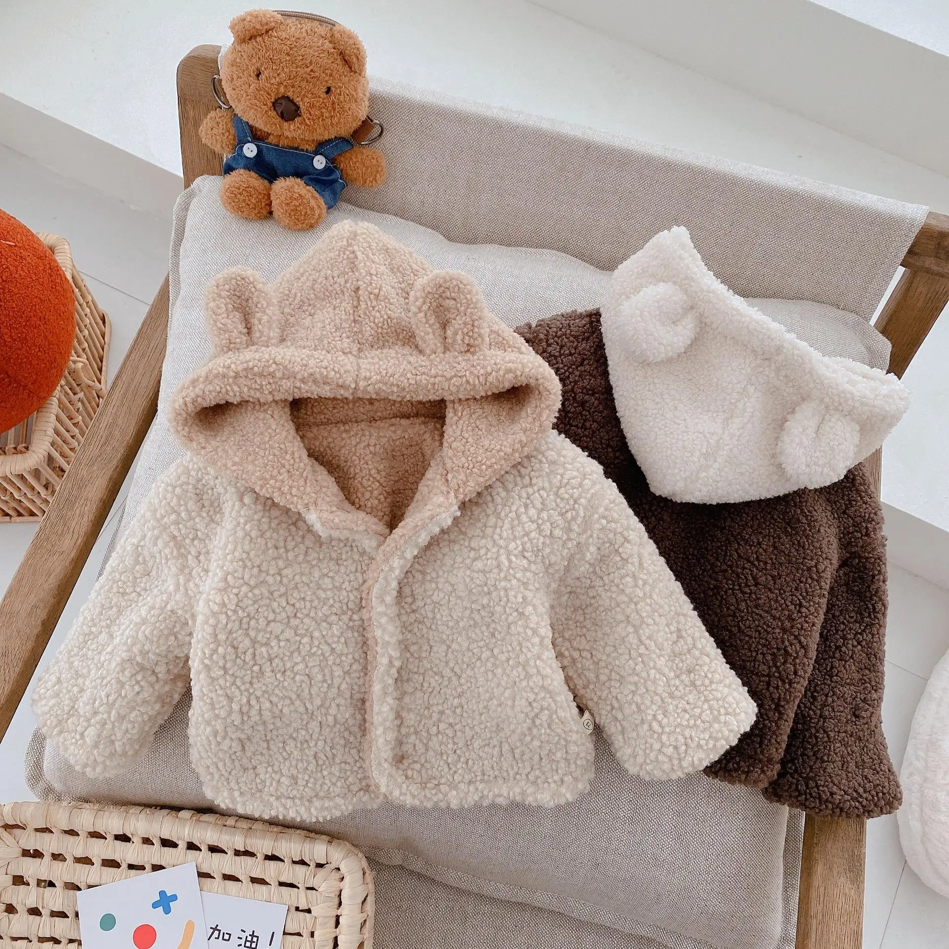 

Baby Kids Warm Fleece Coat Autumn Girl Boy Thick Jacket Plush Cardigan Children Winter Clothes Outerwear