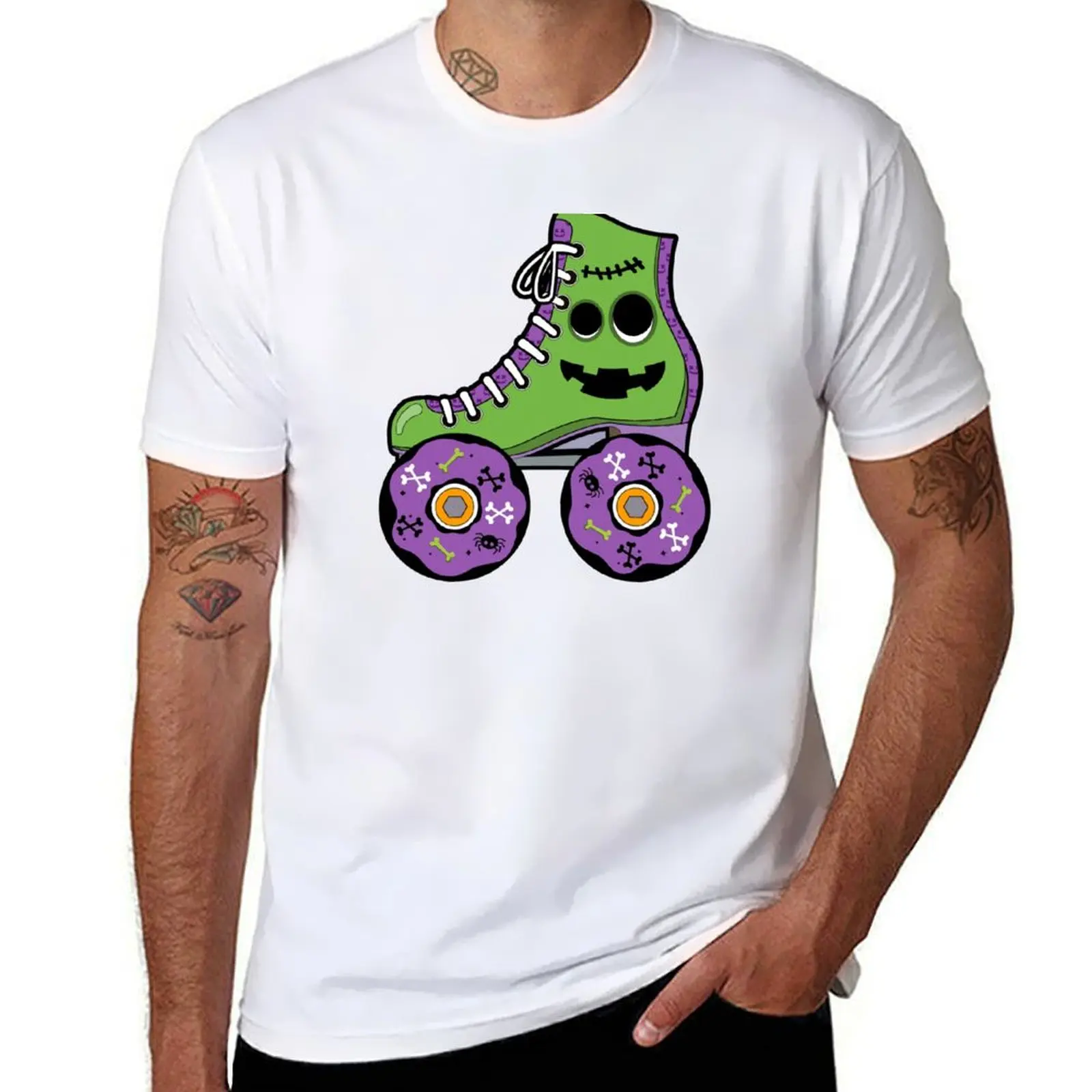 

Frankenstein Face Halloween Donut Skate T-Shirt anime tshirt cotton t shirts man 100% men t shirt cotton 100% T-shirt