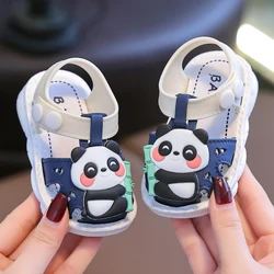 Summer Aged 0-3 Cute Cartoon Panda Toddler Baby Shoes For Boys Girl Non-Slip Soft-Soled Children Kids Sandals With Covered Toes