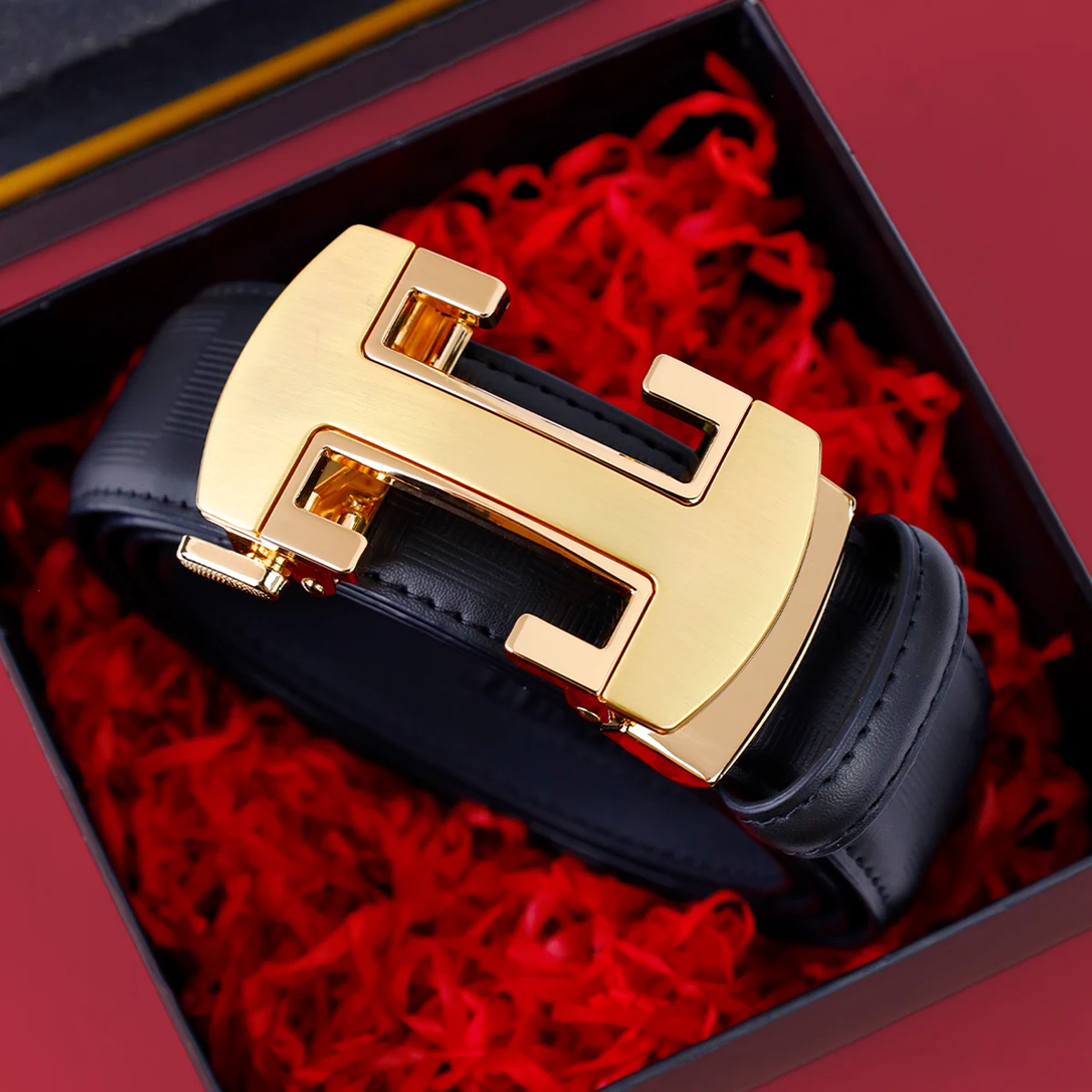 

Мужской ремень из искусственной кожи с автоматической пряжкой, модный повседневный деловой аксессуар, идеальный подарок для парня, мужа, отца