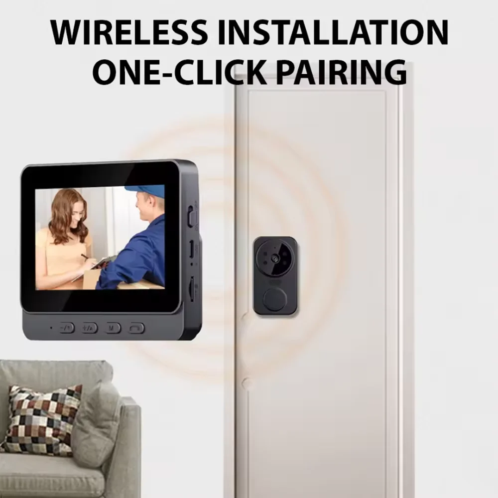 4.3" IPS HD Smart Video Doorbell with 2.4G Wireless Intercom, Two-Way Audio, Night Vision & Real-Time Monitoring