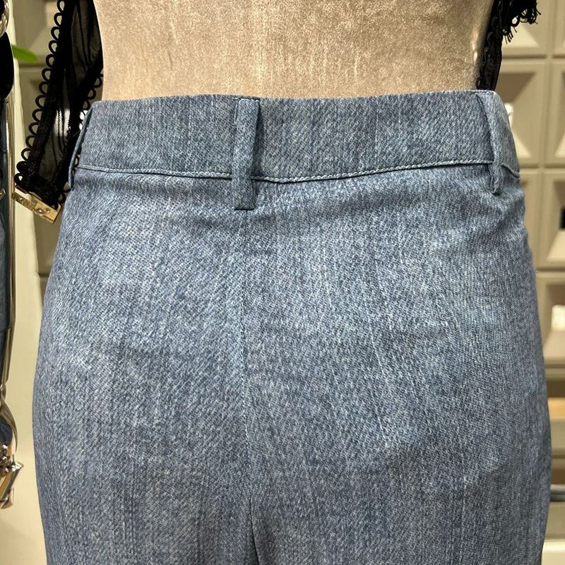 KBQ Causal Two Piece Sets for Women Lapel Long Sleeveless Short Tops High Waist Loose Trouser Minimalist Set Female Autumn New