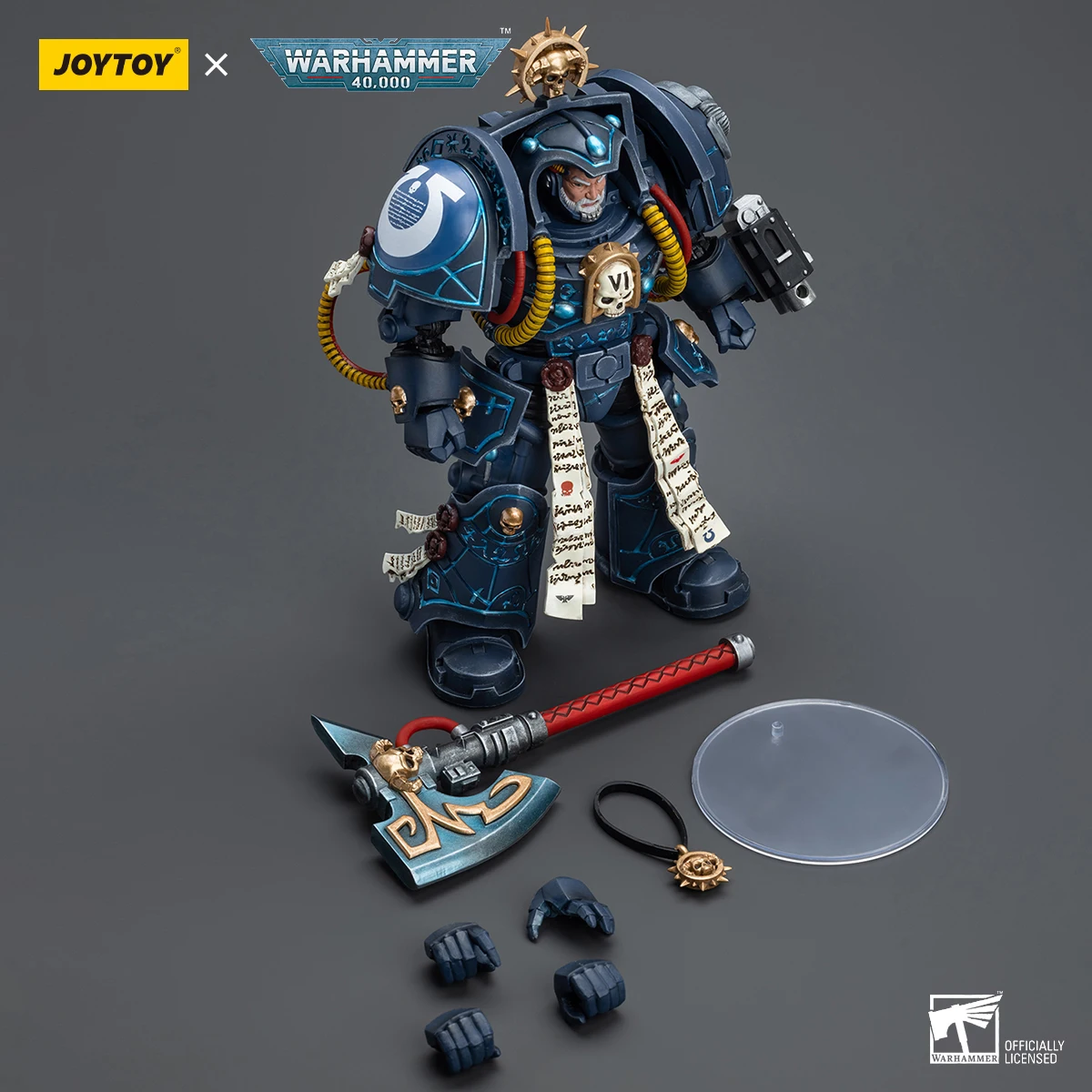 Joy Toy Warhammer Librarian Figurka akcji Ultramarines Librarian In Terminator Armor Joints Ruchoma kolekcjonerska zabawka Prezent