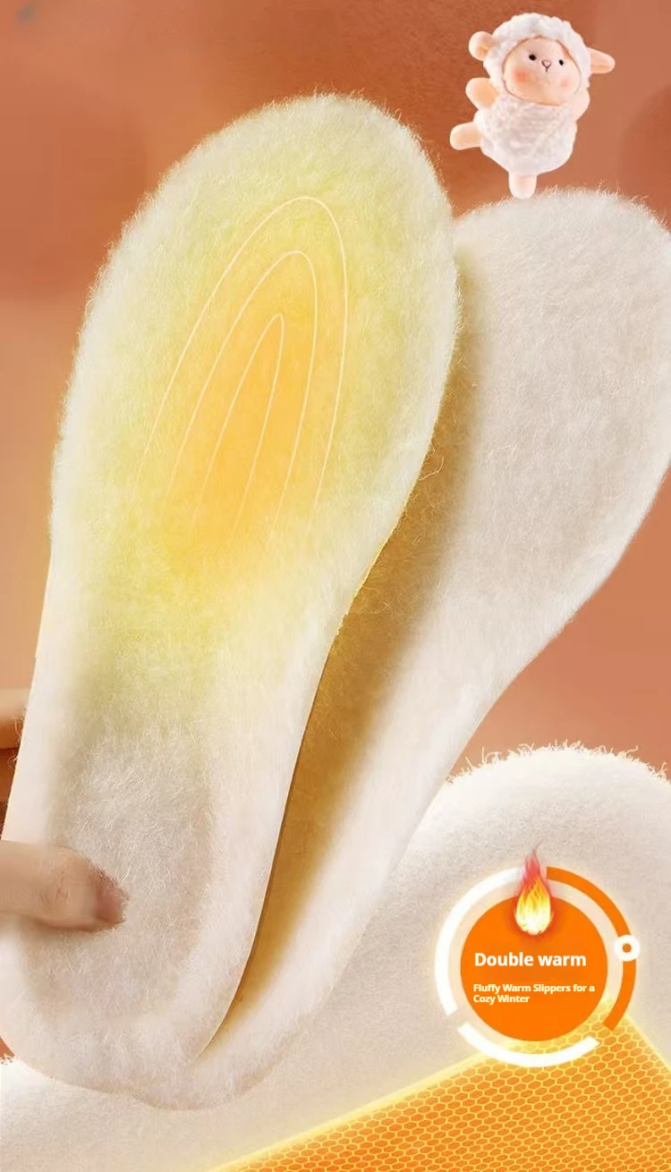 1 Paar Winter-Plüsch-Einlegesohle, Baumwollschuhe, verdickte warme Einlegesohle, stoßdämpfende Sohle, bequeme, rutschfeste Schuhpolster – Detail 4