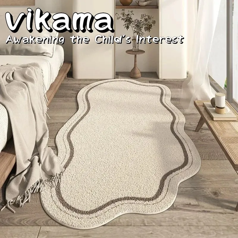 VIKAMA – tapis de salon irrégulier, doux et confortable, pour chambre à coucher, chevet, décoration de maison moderne, tapis esthétique