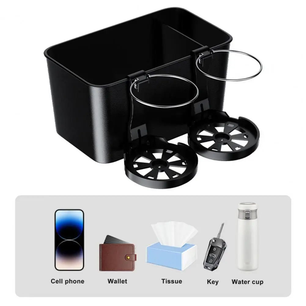 

Storage Box for Car Tissue Key Organizer for Car Versatile Car Storage Box with Dual Cup Holders Organize Glassware Towels This