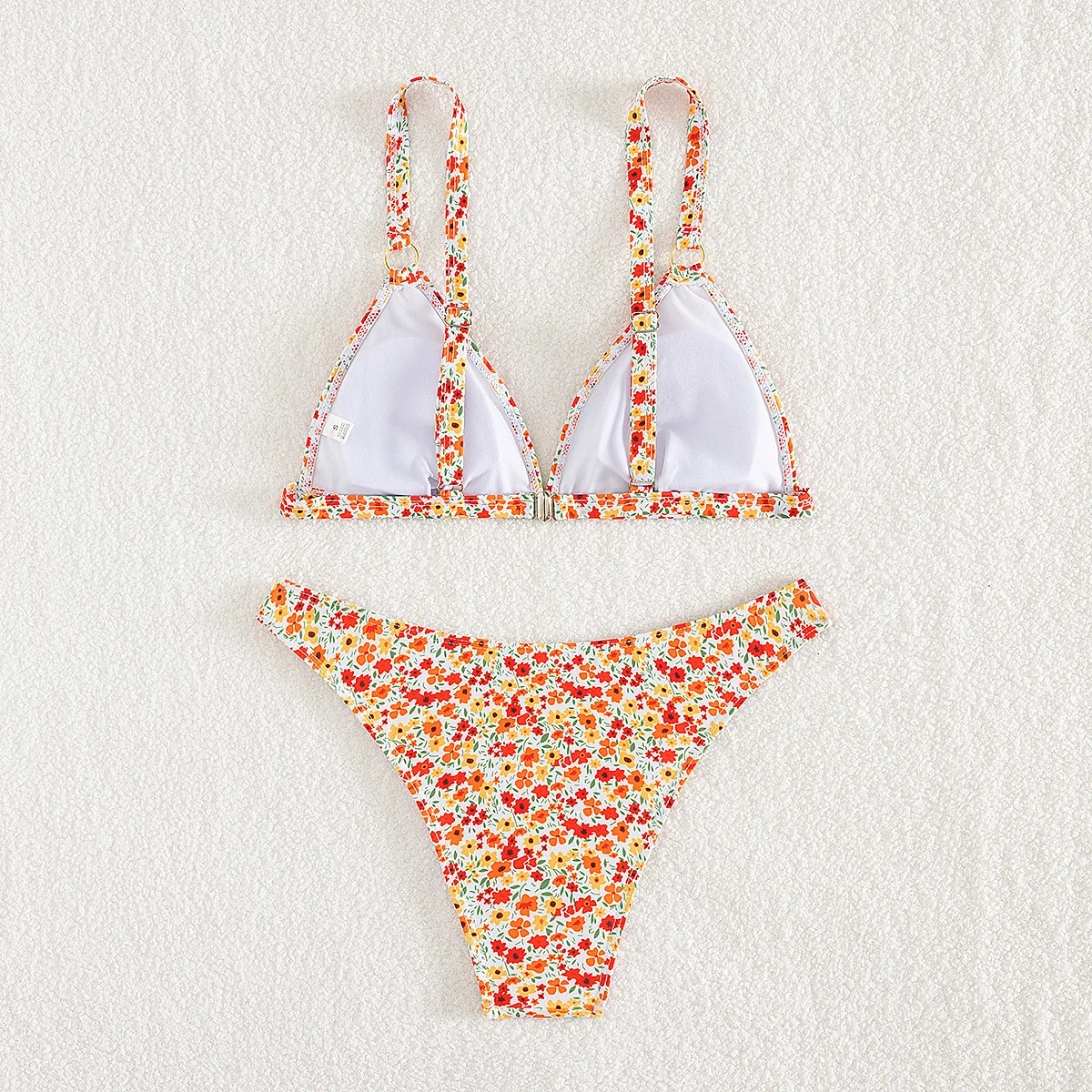 Conjunto de bikini triangular con estampado floral, bañador sexy de dos piezas, traje de baño bohemio con Tanga, tankini, ropa de playa