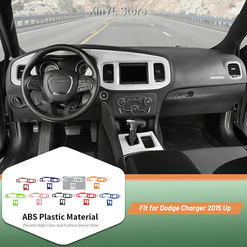

Interior Accessories For Dodge Charger 2015 Up Center Console Air Gear Panel Cover Protector Suit Kit