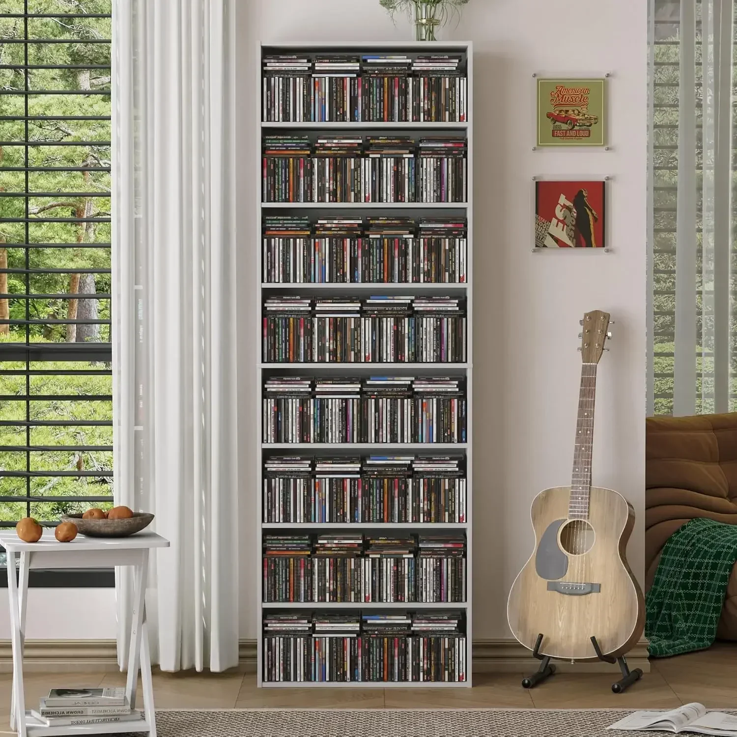 8 Tier DVD Storage Shelf, Wooden DVD Shelf Storage up to 280+ DVD or 1000+ CD, 8 Tier Media Tower for Bedroom, Living Room