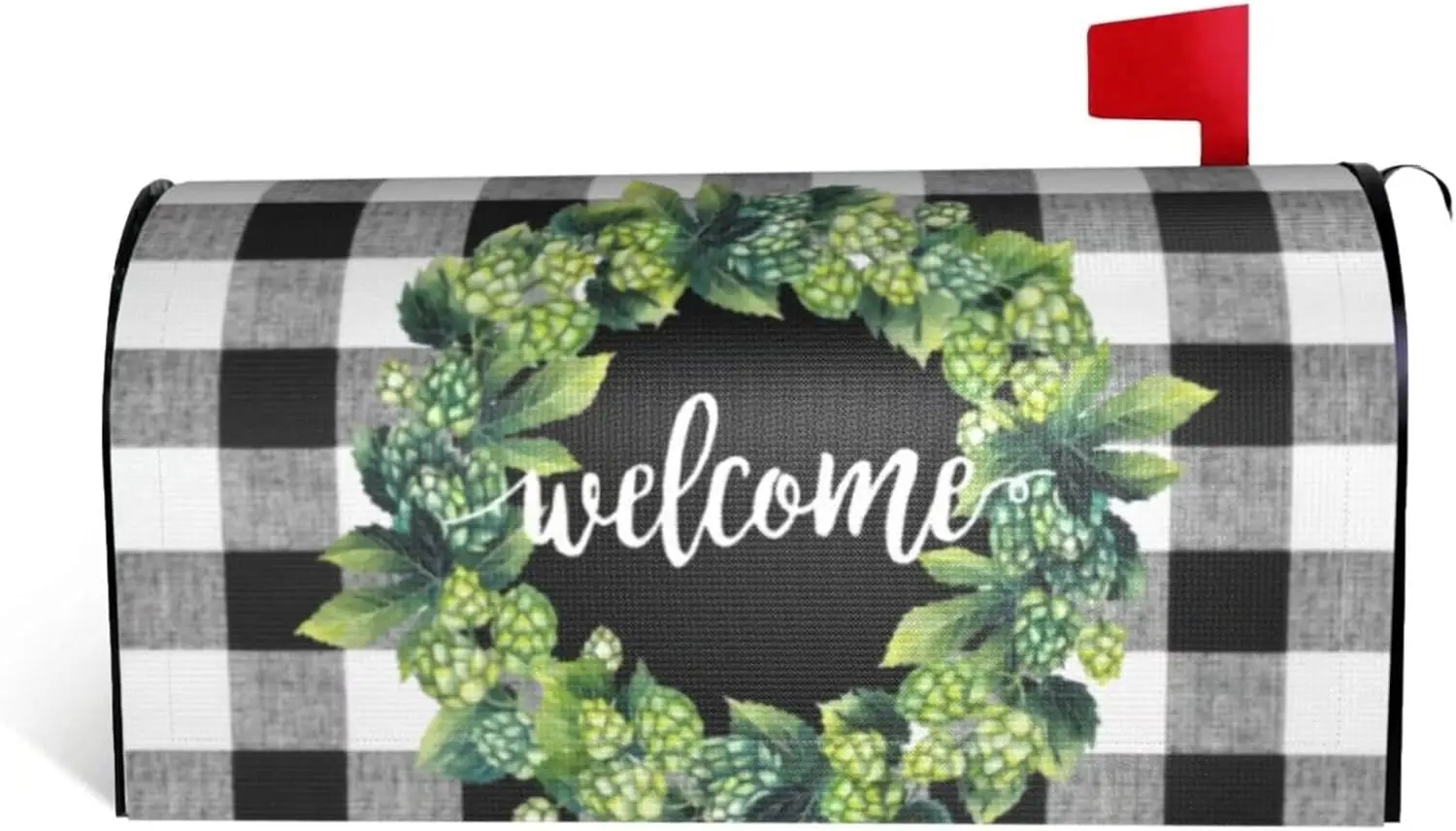 Mailbox Covers Magnetic Welcome Box Wreath Mailbox Cover Magnetic Buffalo Plaid Garden Yard Home Green Decor for Outdoor Standar