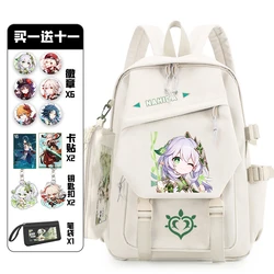 11Pcs Genshin Impact with Pain Pack Badge Set Backpack Anime Bag Teenagers Schoolbag Students Book Travel Bag Girl Boy Cosplay