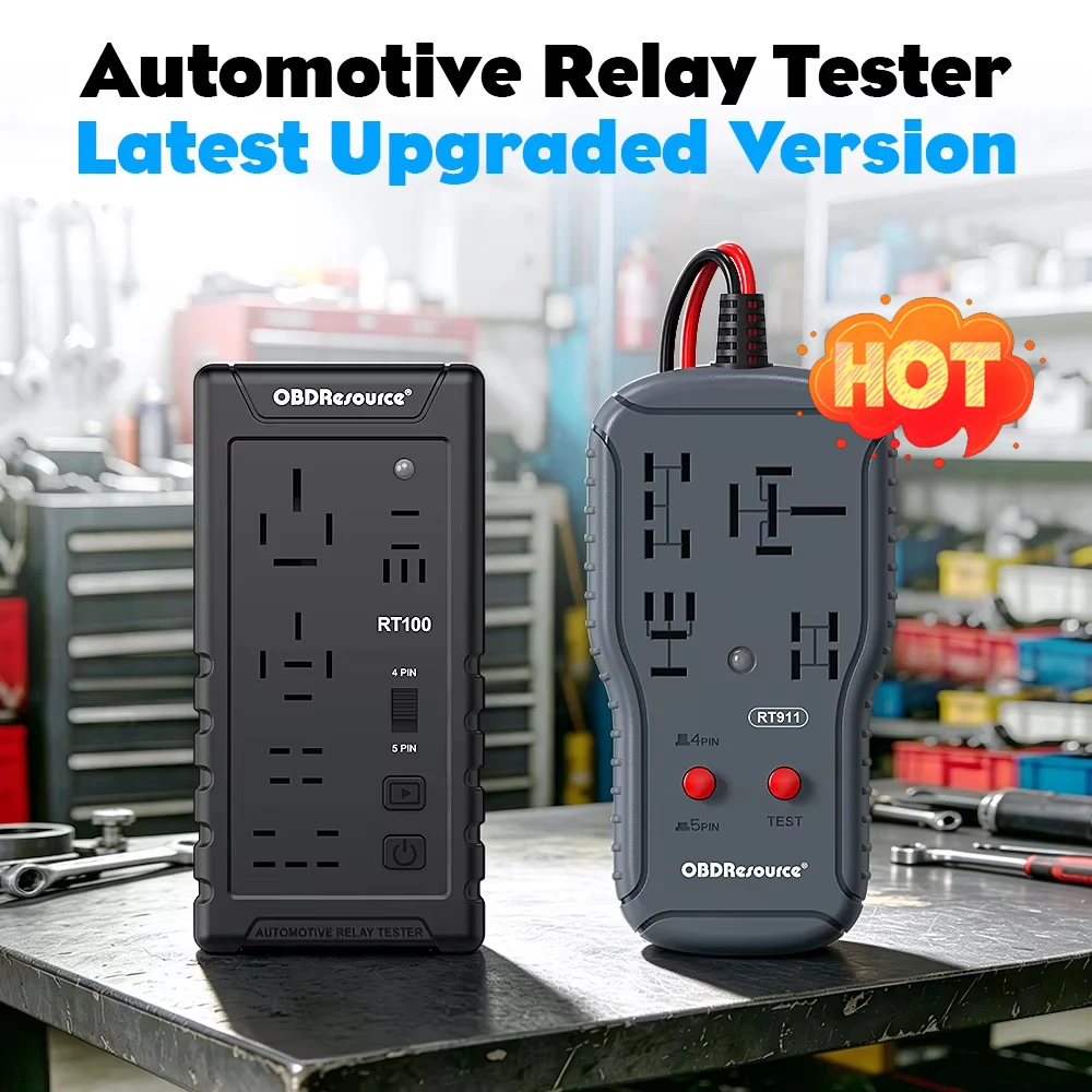 OBDResource 12V/24V Relay Tester 4PIN/5PIN Battery Voltage Detector RT100/RT911 Relay Detection Diagnostic Tool hotsale