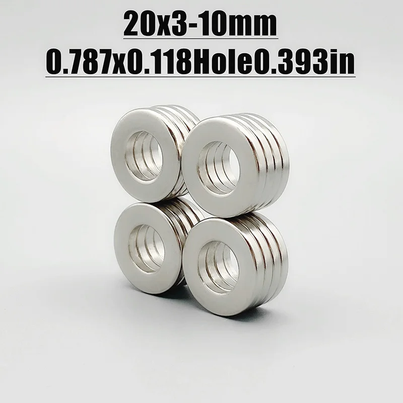 2/5/10/20/50PCS 20x3-10mm Ring Magnet 20*3 Hole 10mm Round Shape Neodymium Magnets Disc Strong Permanent Imanes