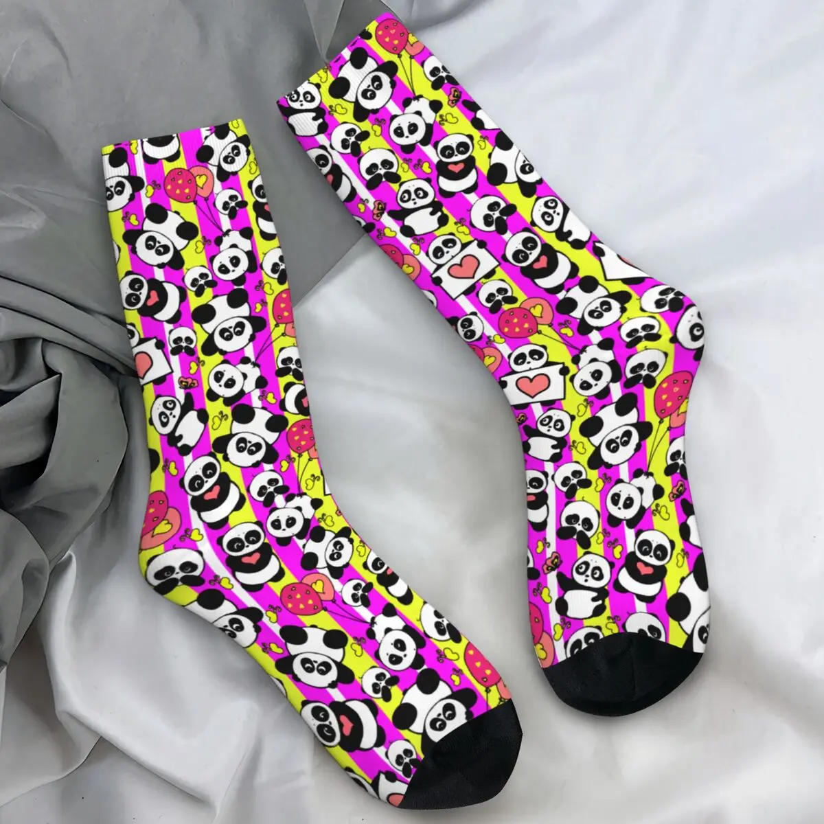 

Носки с каракулями и пандами, модные чулки с героями мультфильмов, зимние антибактериальные мужские носки, дышащие дизайнерские носки для скейтборда