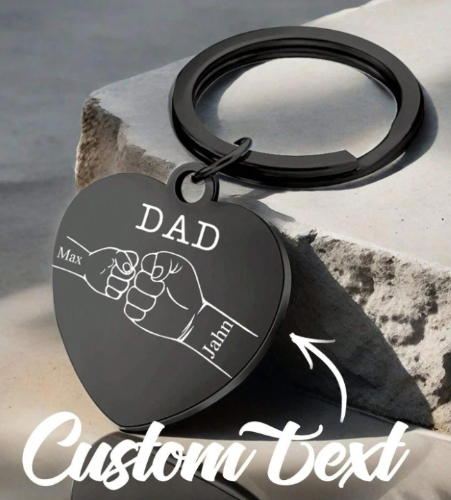 Dad Keychains Personalized Fist Keychains for Father Custom Family Name Keychains for Men Gifts for Daddy