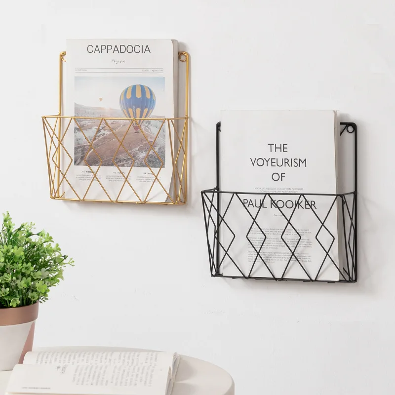 Home Wall Decoration Ins Iron Grid Decor Frame Hanging Rack Wall Display Art Storage Box Basket Mesh Shelf Rack Holder Organizer