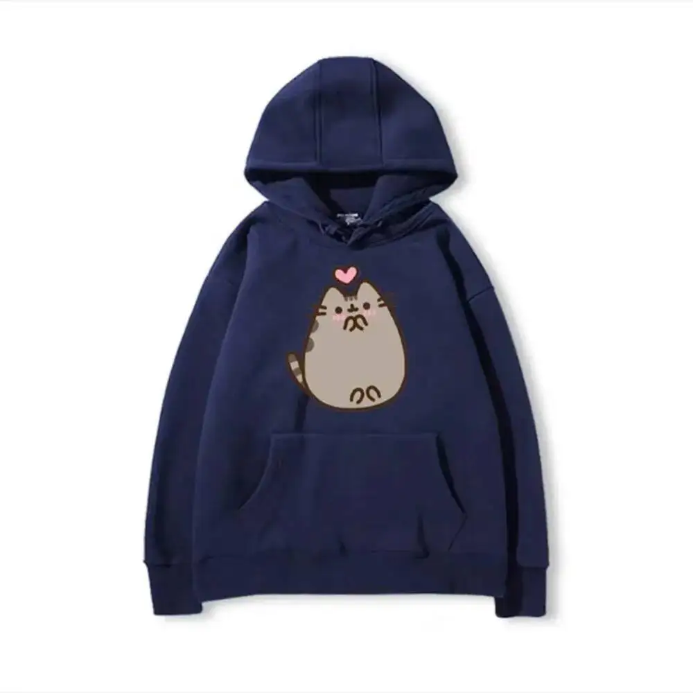 Cotton Casual 2025 Early Spring New Sweatshirt Loose All-Match Print Cat Hip Hop Y2K Hoody Streetwear Trendy Goth Hoodie