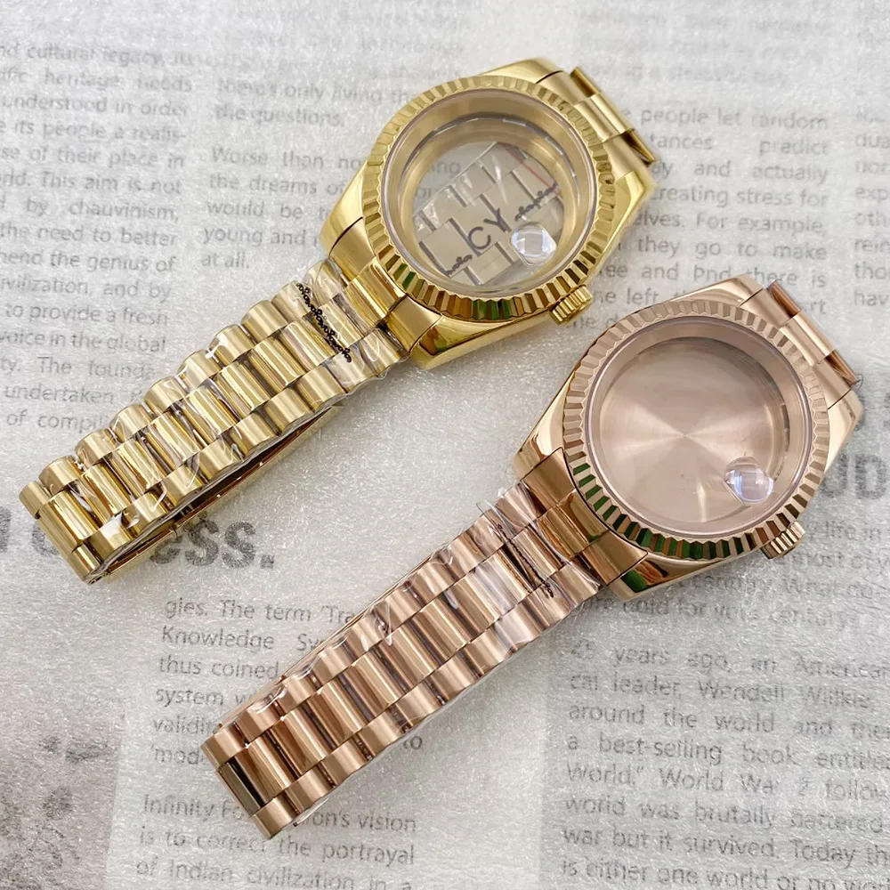 

Корпус для часов 36 мм/39 мм, золотистый, с ремешком, набор для часов Datejust, подходит для механизмов NH35, NH36, NH34, циферблат 28,5 мм, сапфировое стекло.