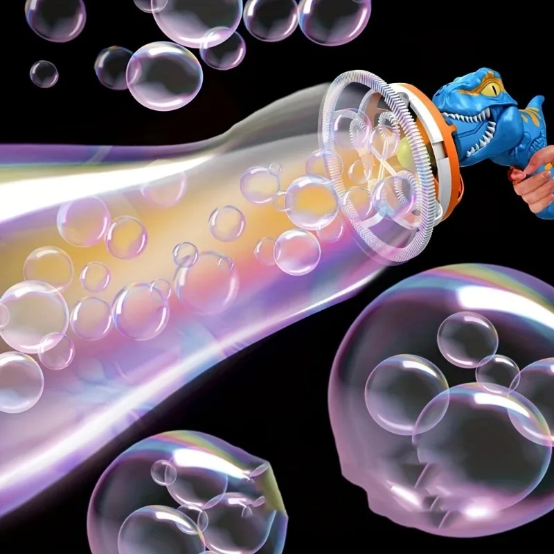 Dinosaur Bubble Machine with Bubble Solution for Kids, Gun Toys, Bubble Blaster, Outdoor Gift, Summer, 44 Holes