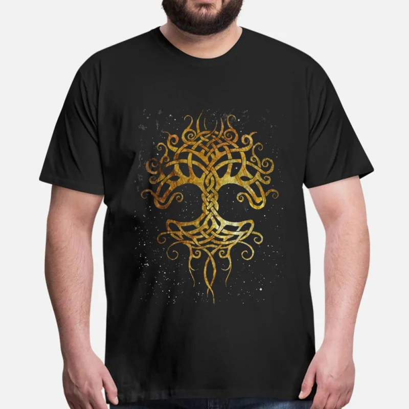0415 Celtic Tree of life Gift T-Shirt Viking Runes Norse Myths Graphic clothes 100% cotton printed Tee  All size tops S-6XL
