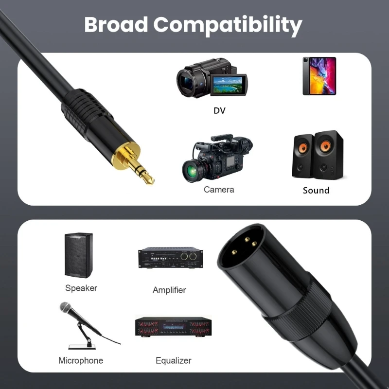 

H37E 3pin Male to 3.5mm Aux Cable TRS Stereo Male to 3pin For Mixer Speakers Amplifiers