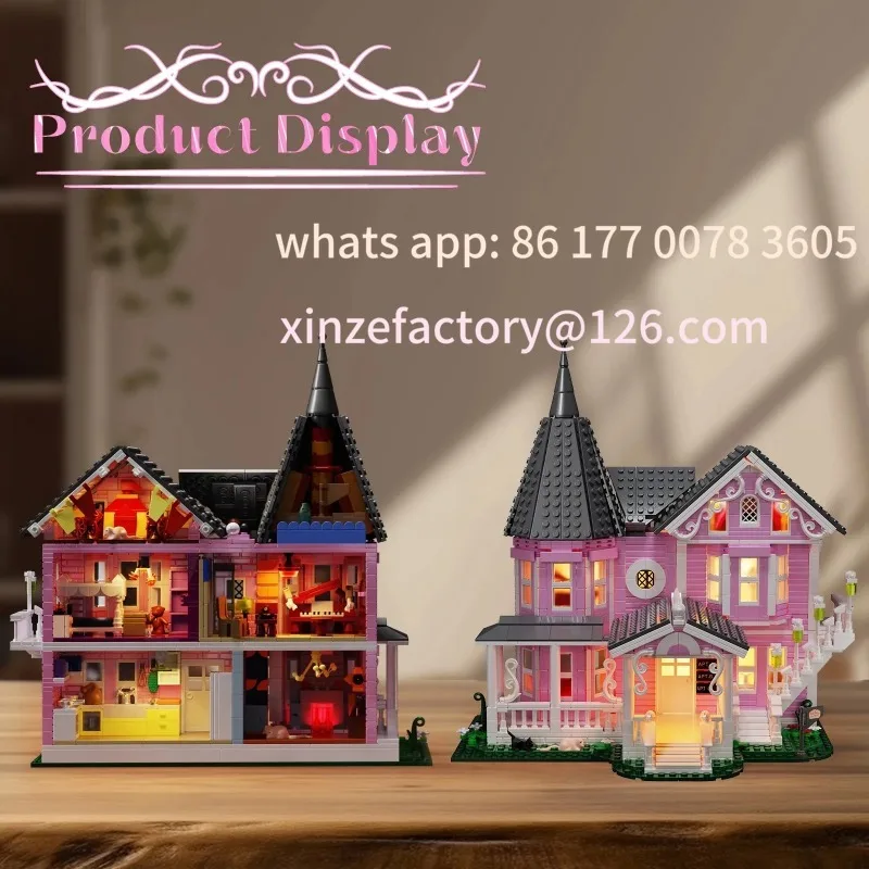 Customizable Apartment Ideas Movie Architecture Toy for Boys and Girls C1349 PCS Coralines Building Block Set Pink Palace Model