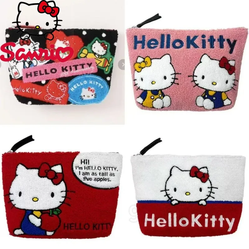 

Sanrio Hello Kitty New Plush Embroidered Cosmetic Bag Cartoon Cute Women's Cosmetic Bag Fashion Travel Toiletries Storage Bag