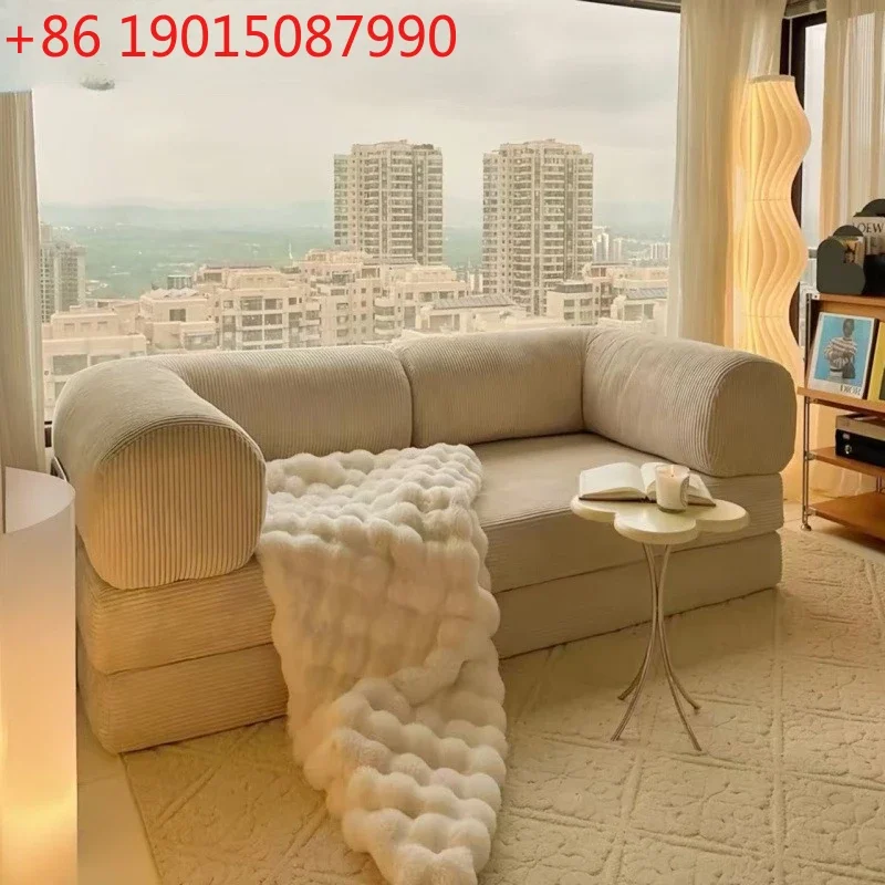 Modern simple flannel compression sofa B & B small apartment living room bedroom foldable disassembly and washing