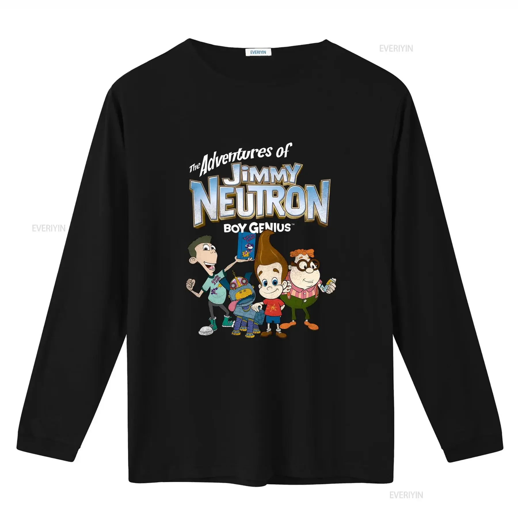 Jimmy Neutron The Adventures of Boy Genius Group Print Ladies T Shirt S 2Xl Black vintage Washed streetwear homme Comfortable