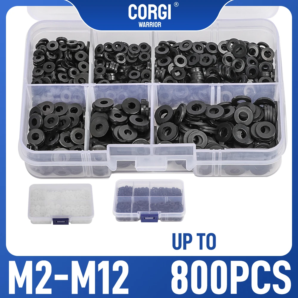 

Black White Nylon Washers Assortment Kit M2 M2.5 M3 M4 M5 M6 M8 Plastic Insulation Spacers Seals Gasket Rings Kit 560 to 800