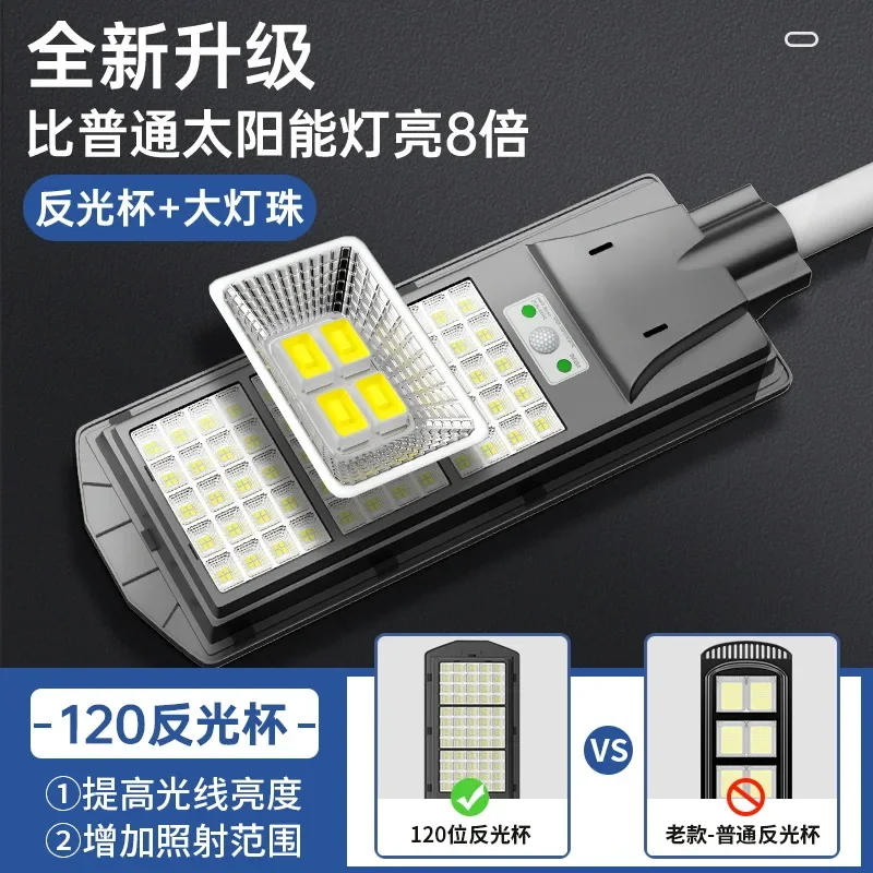 Luz de calle alimentada por energía Solar para exteriores, farola de patio impermeable superbrillante, luz de calle integrada con detección humana