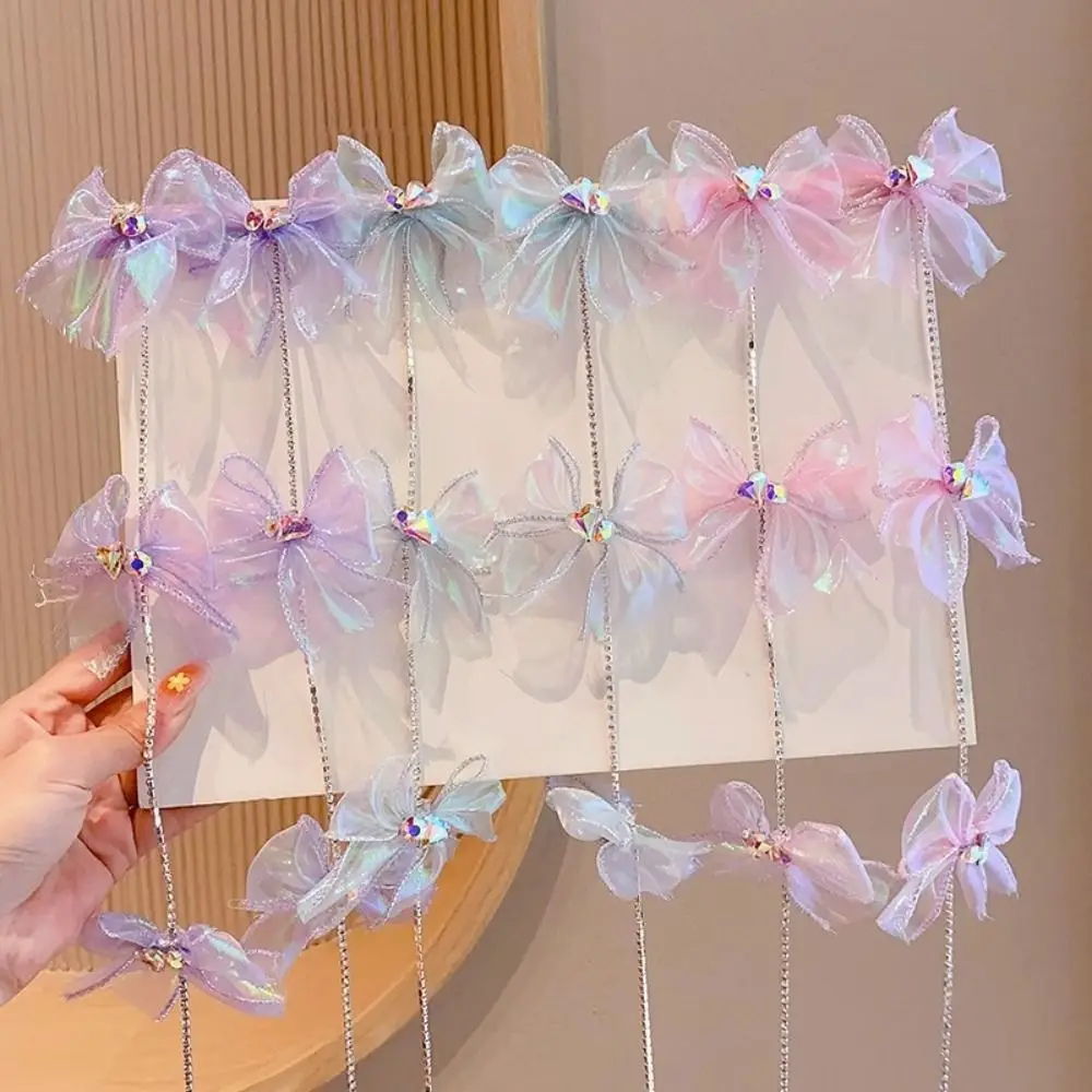 إكسسوارات شعر على شكل فراشة مقوسة للنساء والفتيات ، وردي ، أرجواني ، لامع ، مشبك ، سلسلة ، لؤلؤ ، جانبي ، لطيف ، دبوس شعر ، جديد