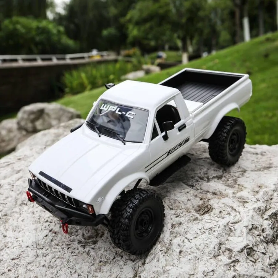 

WPL C24-1 RC Rock Crawler 4x4 Off Road 1/16 Scale Remote Control Truck Pickup RTR All Terrain White Plastic Body with High Trac