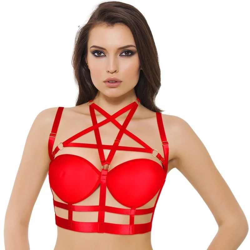 Hot Girl Five-pointed Star Sexy Bras Woman Hollow Out Wire Free Tops Novelty Unlined Active Intimates Fashion Corsets Clubwear
