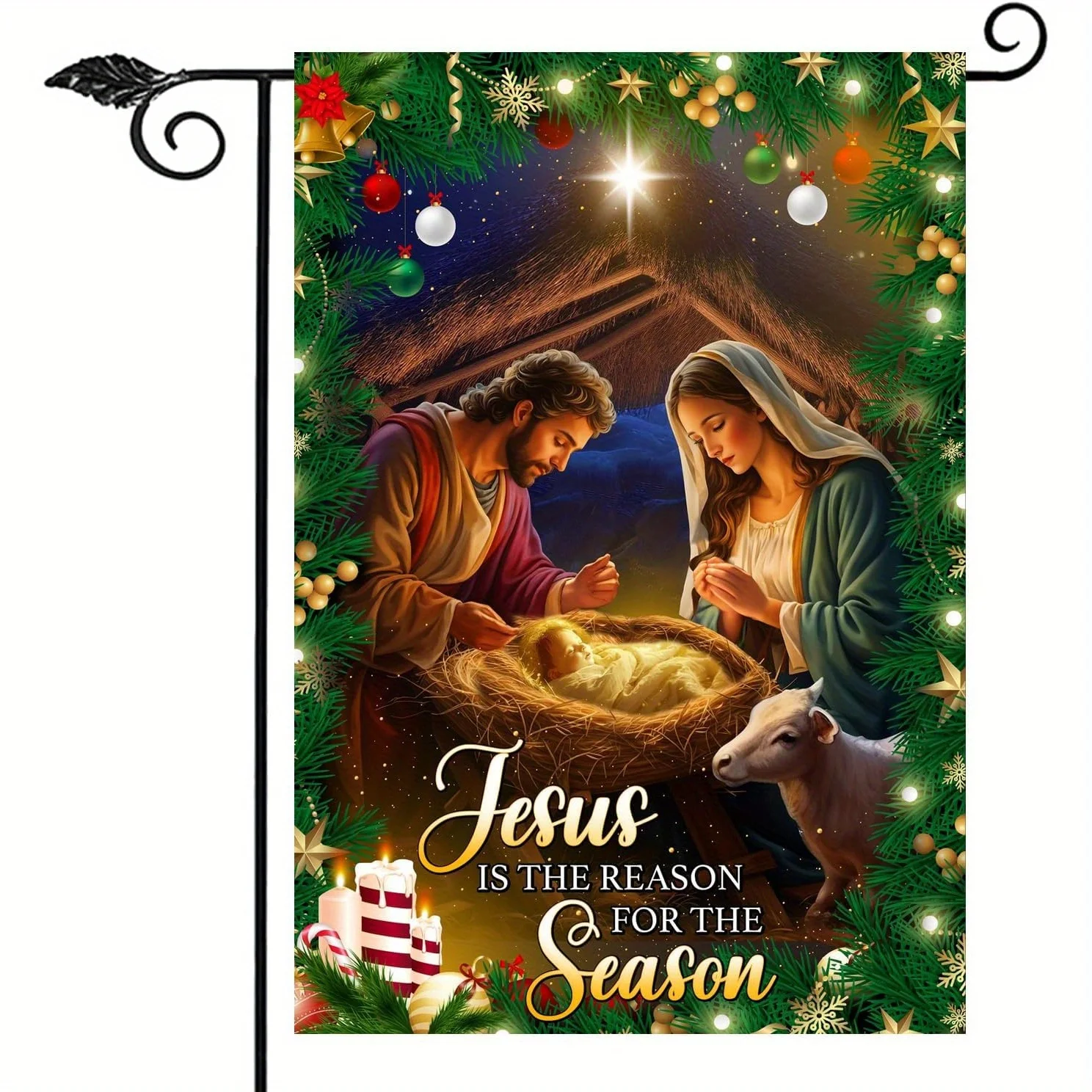 Christmas Garden Flag Jesus is The Reason for The Season Christmas Flag Christian Religious Nativity Flag
