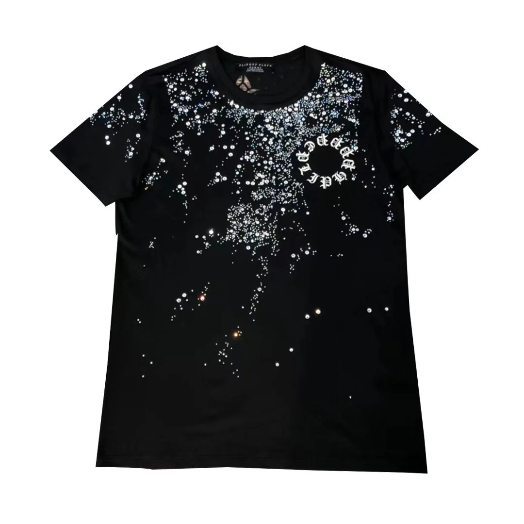 Summer 2022 Star ironed diamond overlapping cross LOGO heavy short-sleeved T-shirt men M-5XL! High quality large size T-shirts