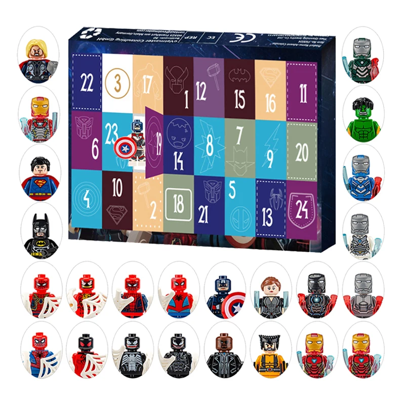 24-teiliges Set Marvel Adventskalender Blind Box Avengers Countdown Urlaub Anime Figuren Spinne Iron Man Hulk Kinderspielzeug Geschenkbox