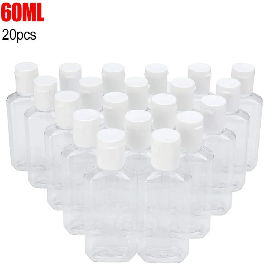 

Clear Plastic Empty Squeeze Bottles with Flip Cap,20Pcs 60ml Portable Travel Clear Empty Refillable Liquid Soap Bottle - White