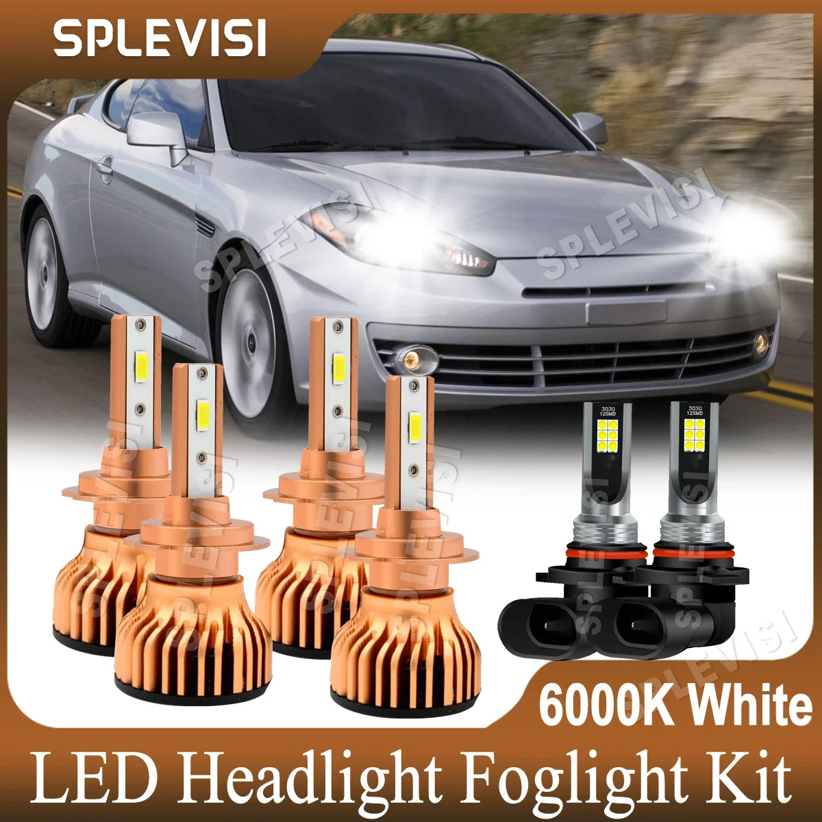 

Led Car Light Pure White For Hyundai Tiburon 2003 2004 2005 2006 Headlight High Low Beam Foglamp H7 H7 9006 Plug And Play