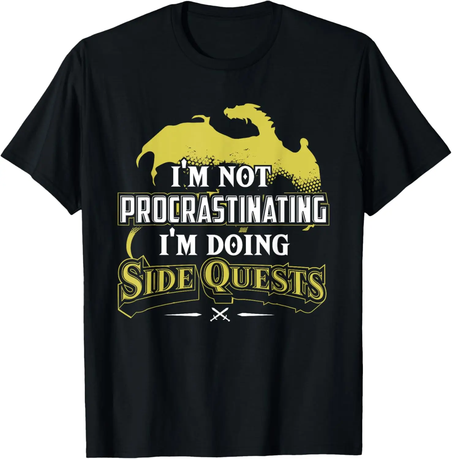 تي شيرت RPG Gamer: I'm Doing Side Quests - رقبة دائرية كاجوال، أكمام قصيرة، تي شيرت بوليستر للكبار (أسود)