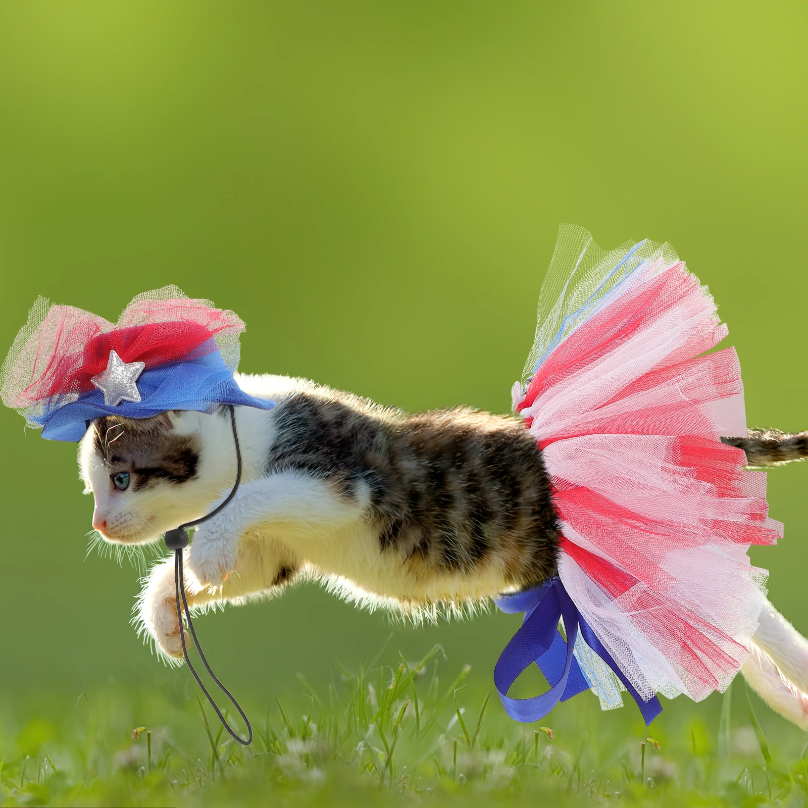 

Pet Mesh Tutu Skirt Dog Clothes Costume Independence Day Small Dogs Photo Props Easy Wear Pet Topper Skirt Suit Dog Tutu Dress