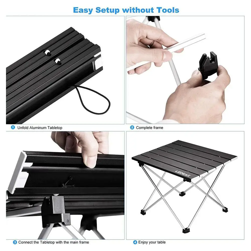 Portable Camping Table Aluminum Folding Beach Table With Storage Bag For Outdoor Camping Hiking Backpacking Picnic Dropship