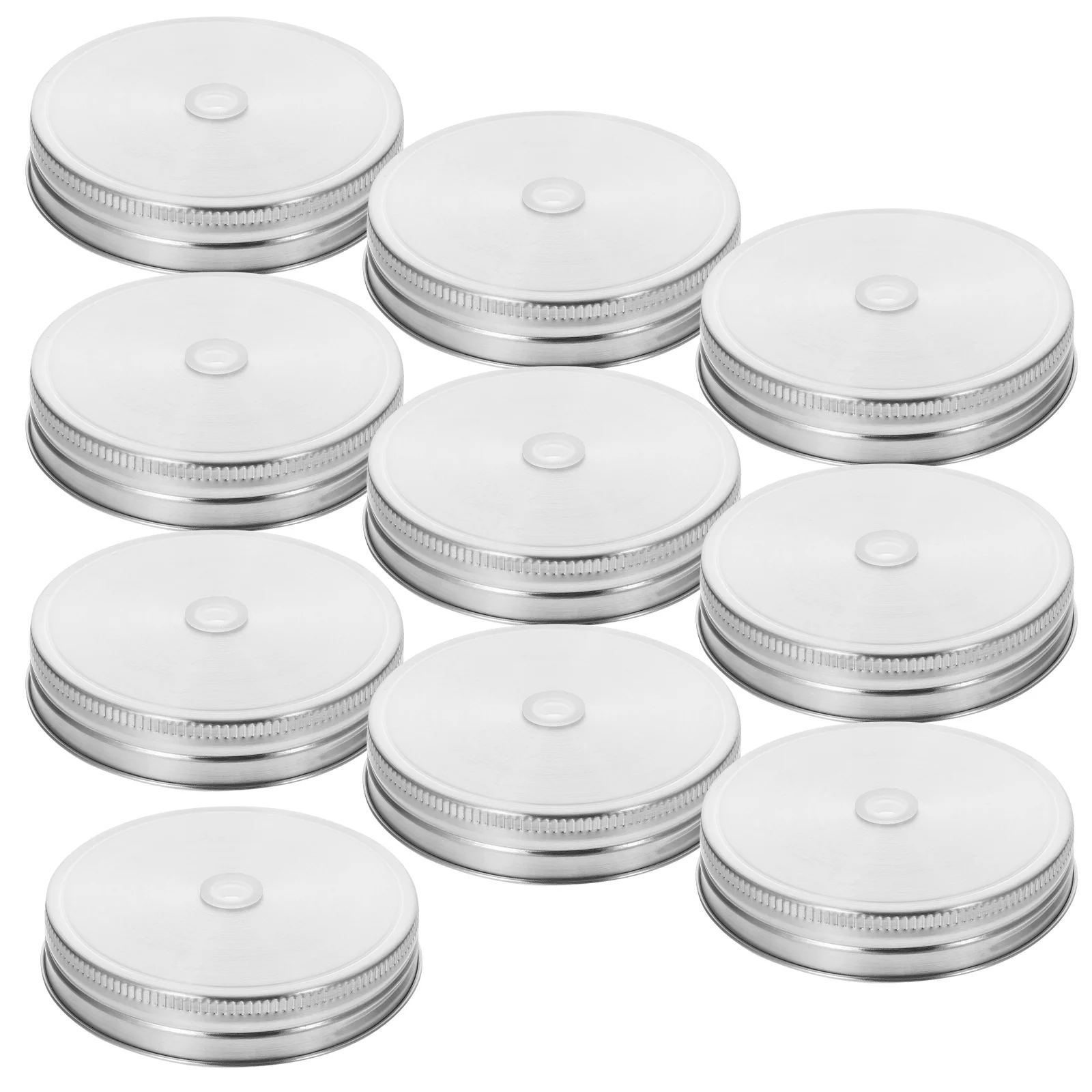 Tampa de aço inoxidável com buraco de palha, tampa hermética selada para beber chá, suco de café, tampas de armazenamento de cozinha reutilizáveis com 10 peças