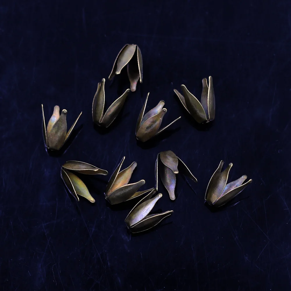 5000Pcs Bronze Tone Flowers Beads Caps Jewelry Making Charms Findings Wholesale 13x8mm(Fit 10mm Dia. Beads)