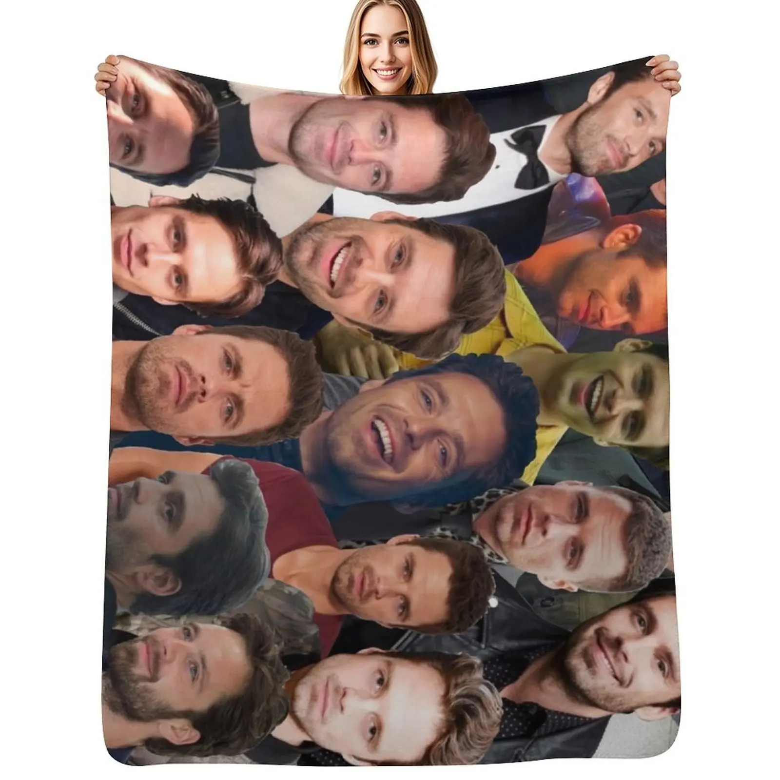

Sebastian Stan Photo Collage 3 Throw Blanket Cozy Light Blanket for Travel Camping Picnic