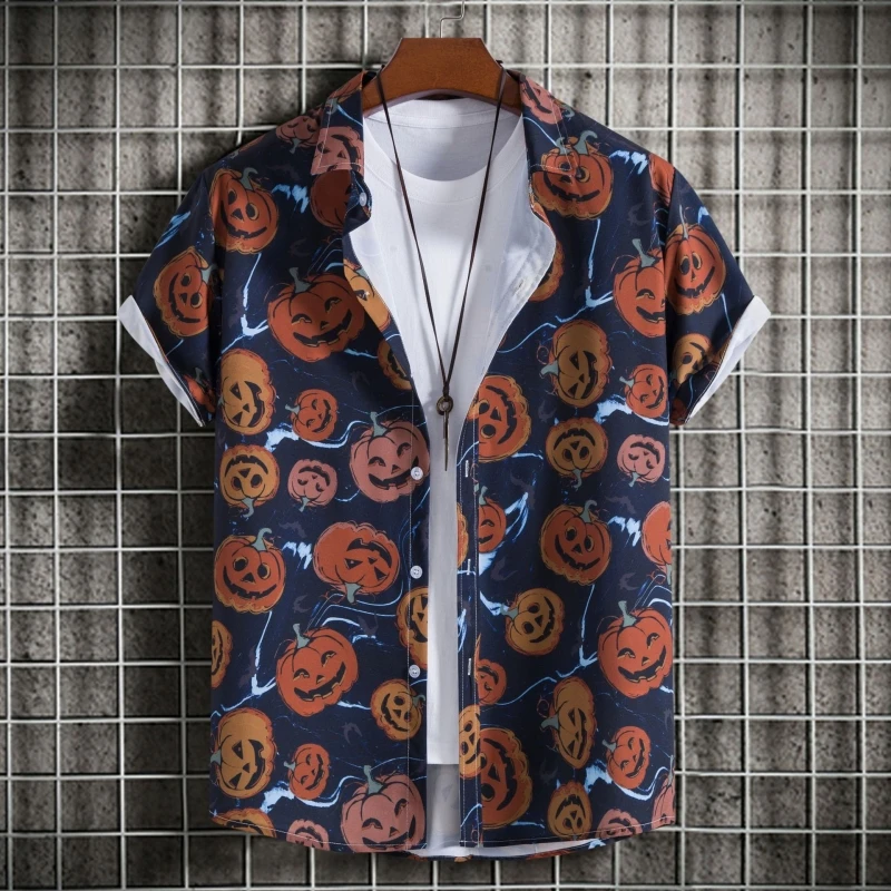 

Summer 2025 New T-shirt Man Men's Clothing Men‘s Dress Shirts and Blouses Beach Tiki Korean Popular Clothes Hawaiian Mens