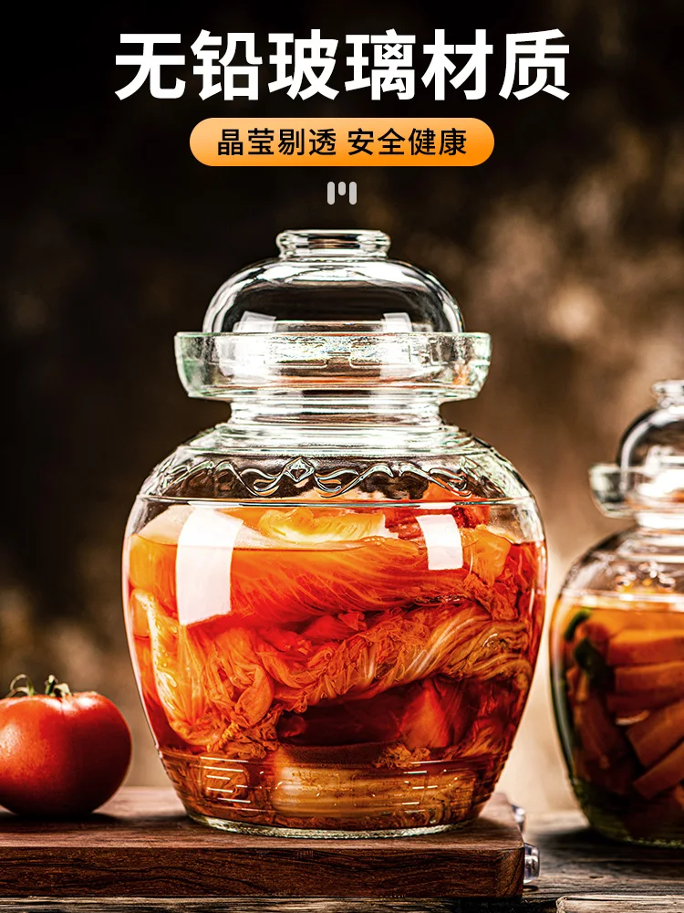 Kimchi Jar Pickle Glass Old-fashioned Household Sichuan Pickle Sauerkraut Thickened with Lid Sealed Large